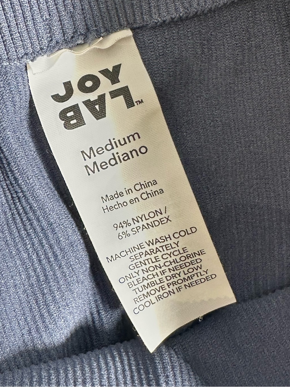 JoyLab Seamless Ribbed Leggings & Strappy Sports Bra in Dusty Blue Size M - Picture 3 of 3